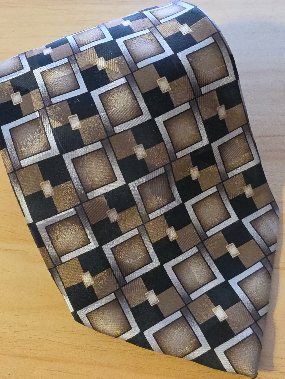 Black and Gold Geometric Square Tie XL